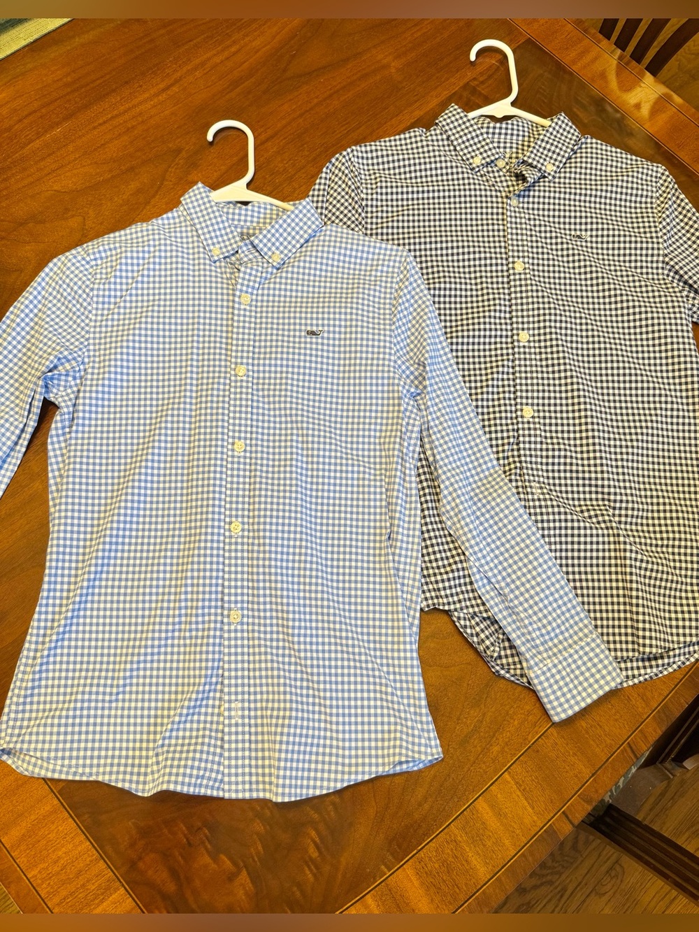 Vineyard Vines Performance Button-Down Shirt Boys M Gingham Light, Dark Blue S/2